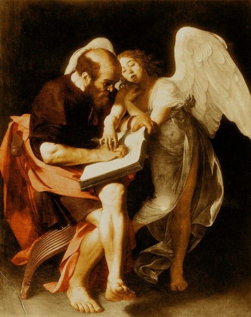 Caravaggio [Public domain], <a href="https://commons.wikimedia.org/wiki/File:Caravaggio_MatthewAndTheAngel_byMikeyAngels.jpg" target="_blank">via Wikimedia Commons</a>