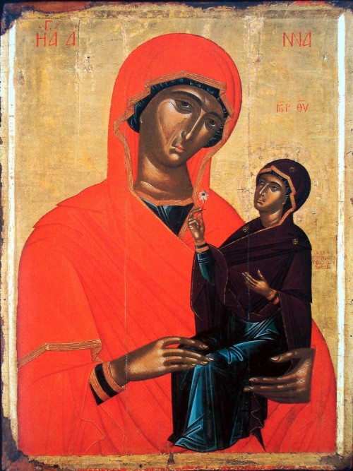 Angelos Akotanos (attribution) [Public domain], <a href="https://commons.wikimedia.org/wiki/File:Angelos_Akotanos_-_Saint_Anne_with_the_Virgin_-_15th_century.jpg"  target="_blank">via Wikimedia Commons</a>