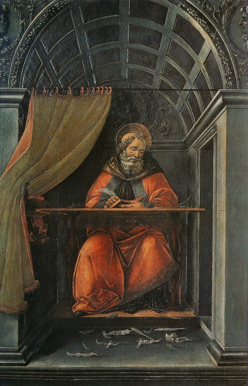 Sandro Botticelli [Public domain], <a href="https://commons.wikimedia.org/wiki/File:Sandro_Botticelli_-_St_Augustin_dans_son_cabinet_de_travail.jpg"  target="_blank">via Wikimedia Commons</a>