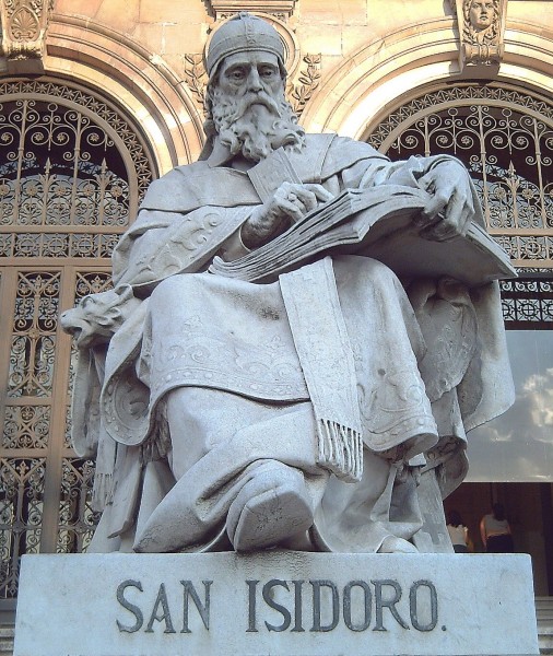 Luis García [<a href="https://creativecommons.org/licenses/by-sa/2.5"  target="_blank">CC BY-SA 2.5</a>], <a href="https://commons.wikimedia.org/wiki/File:Isidoro_de_Sevilla_(Jos%C3%A9_Alcoverro)_02.jpg"  target="_blank">via Wikimedia Commons</a>