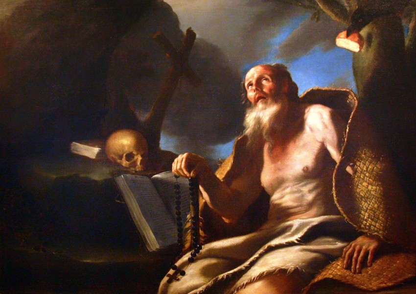 Saint Paul The First Hermit or Paul the Anchorite is regarded as the first Christian hermit. Paul lived alone in the desert from the age of sixteen to one hundred thirteen years of his age

© José Luiz Bernardes Ribeiro [Public domain], <a href="https://upload.wikimedia.org/wikipedia/commons/3/33/St._Paul_the_Hermit_-_Attr._Mattia_Preti_-_ca._1675_-_oil_on_canvas.JPG"  target="_blank">Wikipedia</a>