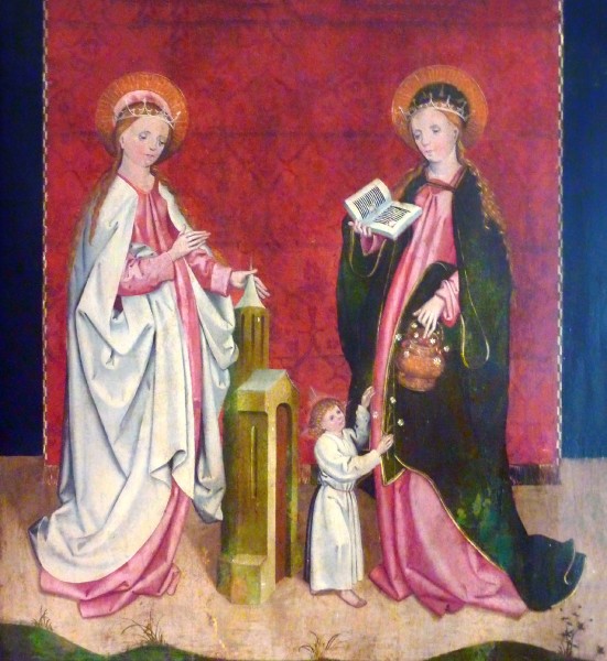 Lauterbacher Marienaltar, around 1480, in the former Hohhaus City Palace (Hohhaus Museum) in Lauterbach (Hesse). Presentation: St. Barbara (with tower, left), St. Dorothea (with basket of flowers, right)

<a href="https://commons.wikimedia.org/wiki/File:Lauterbach_Marienaltar_387.JPG" title="via Wikimedia Commons" target="_blank">GFreihalter</a> [<a href="https://creativecommons.org/licenses/by-sa/3.0" target="_blank">CC BY-SA</a>]