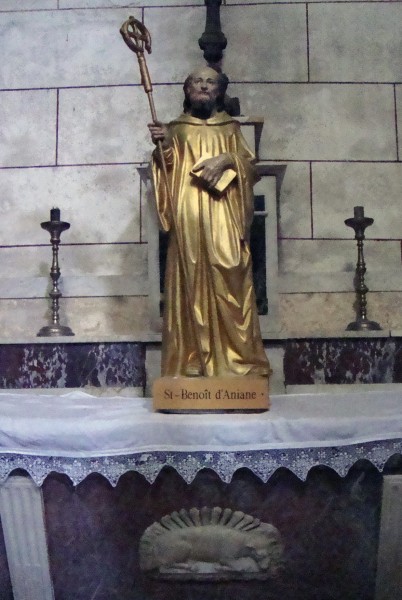 Saint Benedict of Aniane is called the Second Benedict. He was a Benedictine monk and monastic reformer, who left a large imprint on the religious practice of the Carolingian Empire. He is Venerated in the Roman Catholic Church and Eastern Orthodox Church. His feast day is February 12.



<a href="https://commons.wikimedia.org/wiki/File:Aniane_(H%C3%A9rault,_Fr)_%C3%A9glise,statue_St._Beno%C3%AEt_d%27Aniane.JPG" title="via Wikimedia Commons" target="_blank">Havang(nl)</a> / CC0