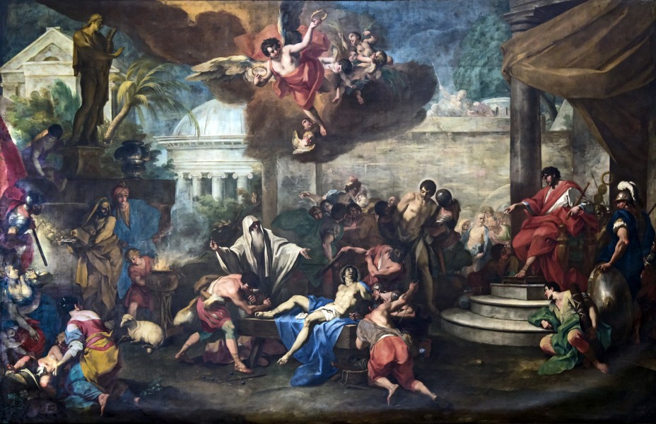 Martyrdom of Saints Cosmas and Damian by Antonio Balestra, Santa Giustina (Padua) - Chapel of Saint Luke

<a href="https://commons.wikimedia.org/wiki/File:Santa_Giustina_(Padua)_-_Chapel_of_Saint_Luke_-_Martyrdom_of_Saints_Cosmas_and_Damian_by_Antonio_Balestra.jpg" title="via Wikimedia Commons" target="_blank">Antonio Balestra</a> / Public domain

<br />
<h1 style="color:red"><b>WARNING!</b></h1>
<p style="color:red">This file is copyrighted and has been released under a license which is incompatible with Facebook's licensing terms. 
<b>It is not permitted to upload this file at Facebook.</b></p>